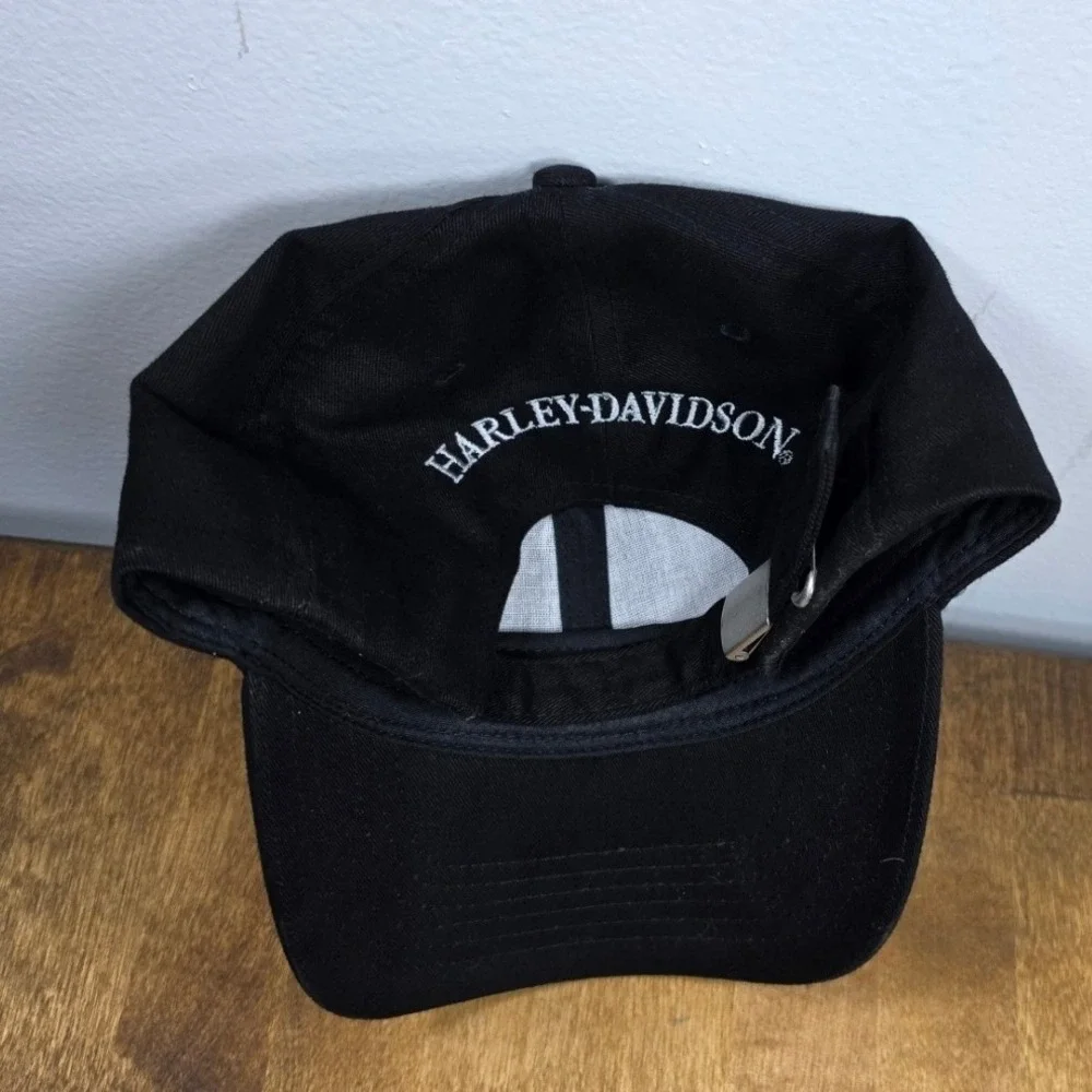 Harley Davidson Police 1 Biker Baseball Cap Black Mens OS Adjustable Metal Badge